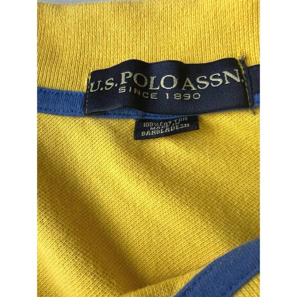 Y2K Vintage Mens Yellow Polo Shirt USPA Size L Embroidered Preppy Statement - Picture 6 of 8
